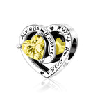 Always My Mother, Forever My Friend Birthstone Heart Charm