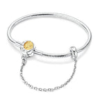 Celestial Moon & Stars Clasp Snake Chain Bracelet with Safety Chain