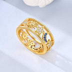 Celestial Sun, Moon & Star Gold Ring