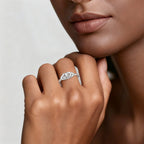 Double Halo Oval Frame Sparkle Ring