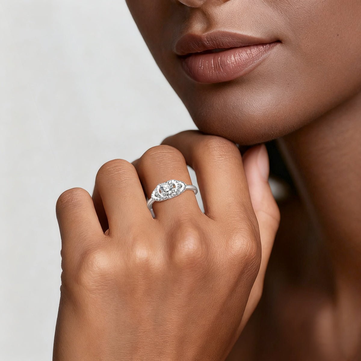 Double Halo Oval Frame Sparkle Ring