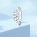 Double Halo Oval Frame Sparkle Ring