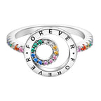 Elegant Sparkling Round Family Forever Rainbow Stone Ring
