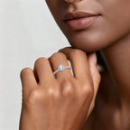 Floral Setting Round Cut Pavé Band Ring