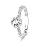 Floral Setting Round Cut Pavé Band Ring