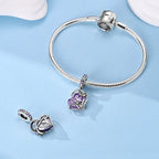 Glow in the Dark Luminous Purple Crystal Heart with Floral Vine Dangle Charm