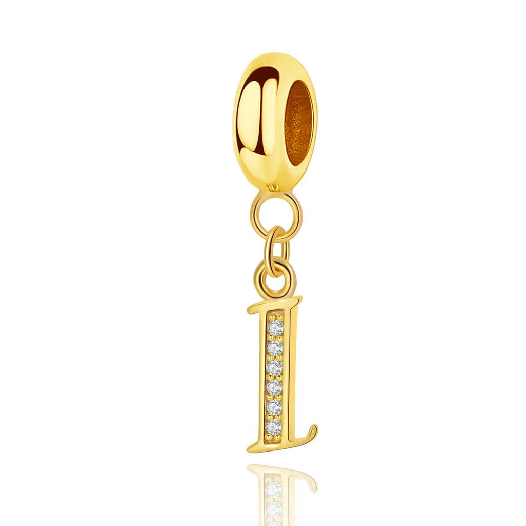 Gold Initial Letter A~Z Alphabet Dangle Charms