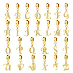 Gold Initial Letter A~Z Alphabet Dangle Charms