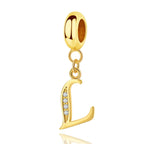 Gold Initial Letter A~Z Alphabet Dangle Charms