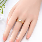 Golden Leaf Sparkle Oval Solitaire Ring