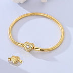 Golden Love Heart Snake Chain Bracelet
