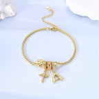 Golden Safety Pin Heart Bracelet