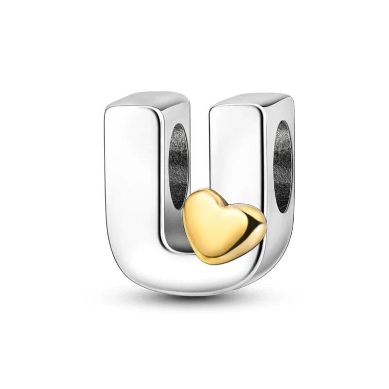 Gold Heart Letter A~Z Alphabet Charm
