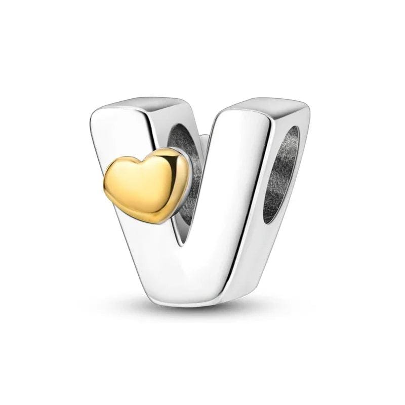 Gold Heart Letter A~Z Alphabet Charm