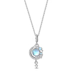 Moon & Star Necklace with Blue Stone