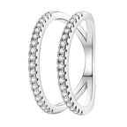 Parallel Lines Stone, Inlaid Double Layer Hollow Ring