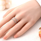 Parallel Lines Stone, Inlaid Double Layer Hollow Ring