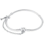 Paw Print Charm Bracelet with Bone and Safety Chain