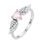 Pink Heart Angel Wings Ring
