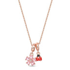 Rose Gold Flower & Ladybug Necklace