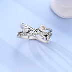 Sparkling Halo Multi-Band Silver Ring