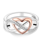 Tweekleurige hartknoop S925 sterling zilveren ring