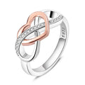 Tweekleurige hartknoop S925 sterling zilveren ring